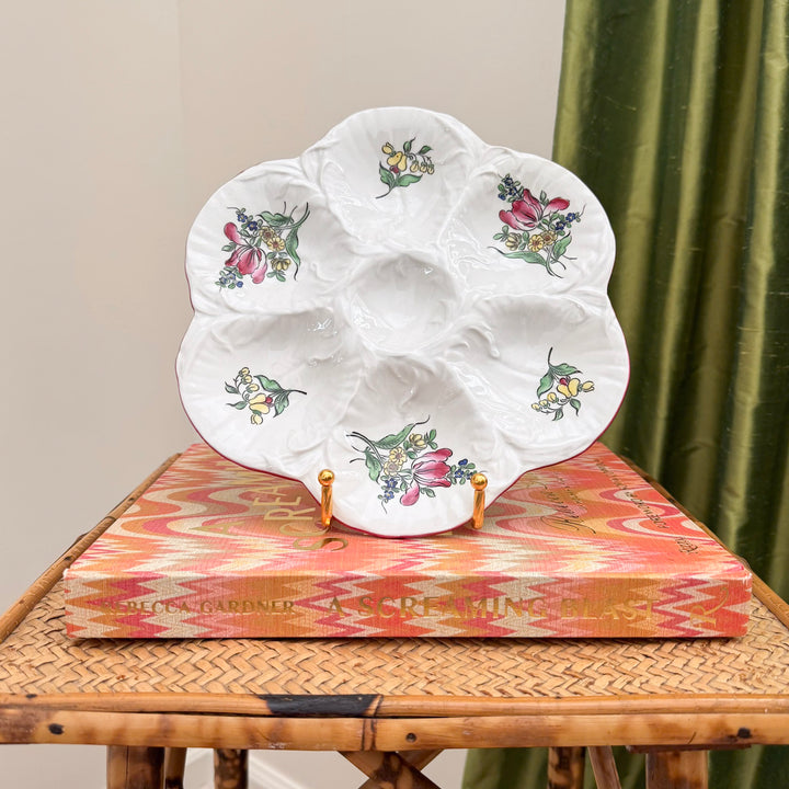 Antique Luneville French Floral Oyster Plates