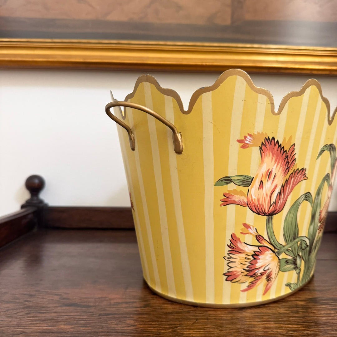 Scalloped Floral Tin Planter