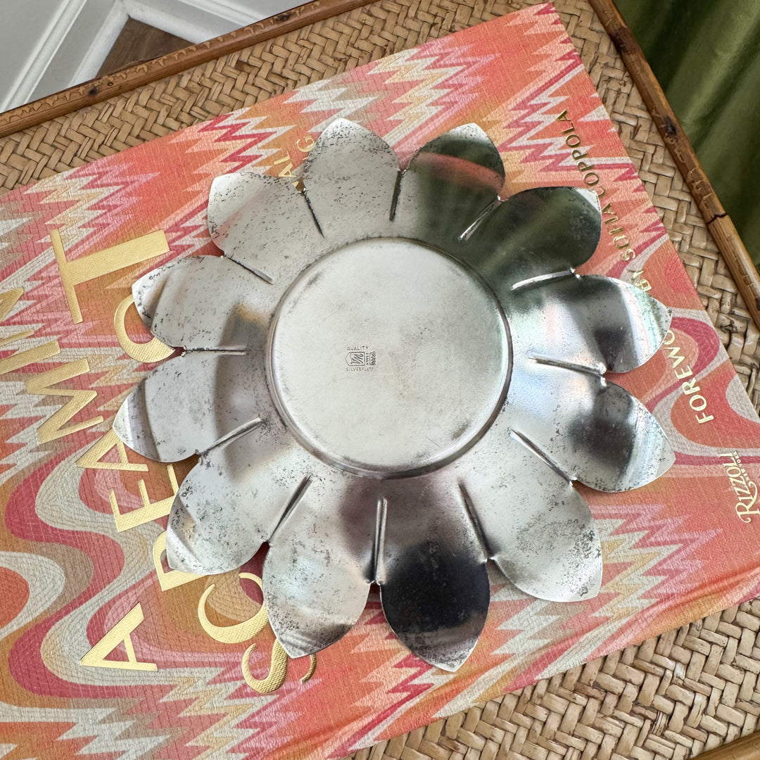 Vintage Italian Lotus Silver Plated Flower Frog