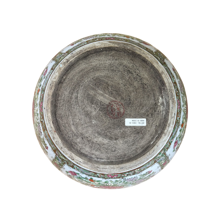 Vintage Large Rose Canton Fishbowl Planter