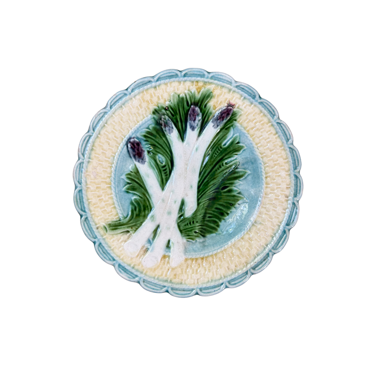 Pair of Antique French Majolica Asparagus Plates
