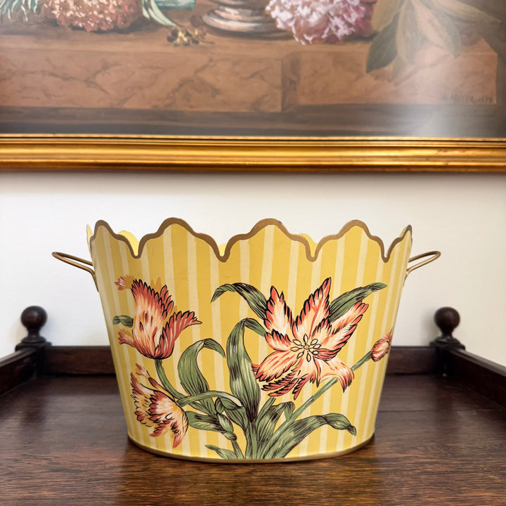 Scalloped Floral Tin Planter