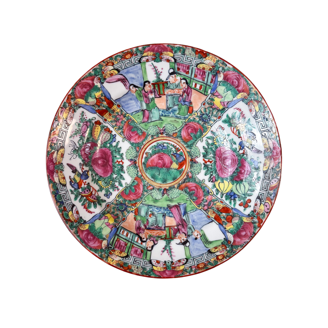 Vintage Rose Medallion Shallow Bowl