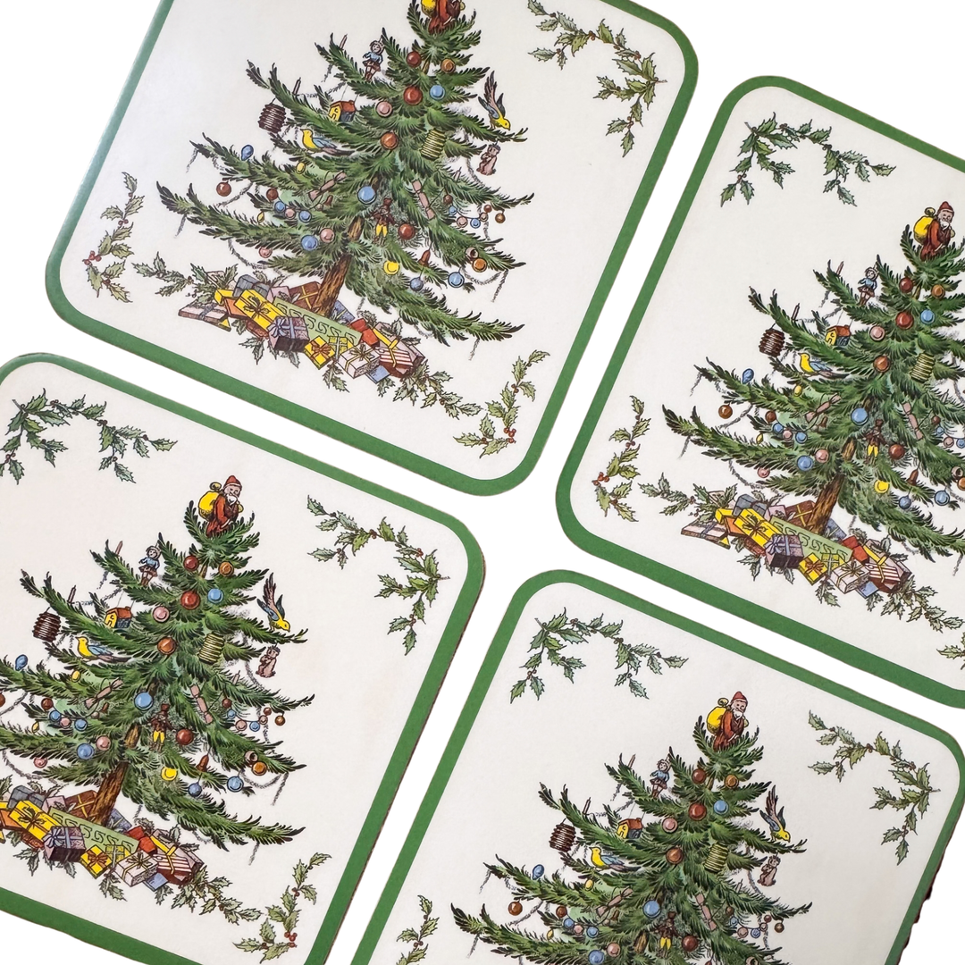 Vintage Set of Six Spode Christmas Tree Coasters