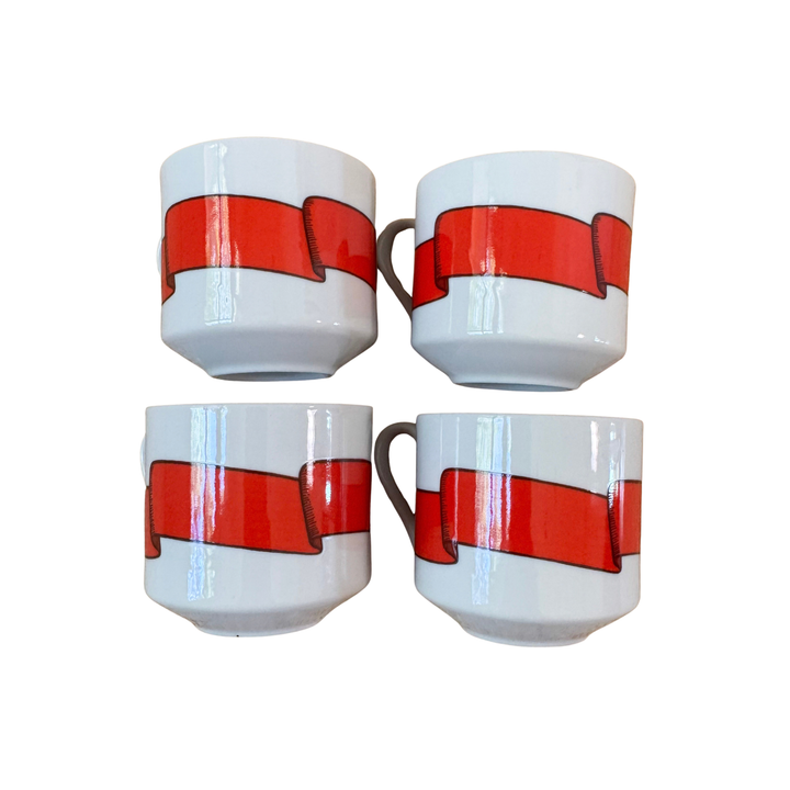 Vintage Fitz and Floyd Holly Wreath Bow Mugs