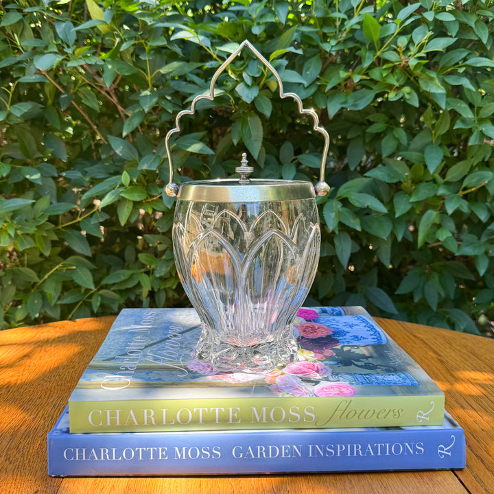 Antique English Glass Biscuit Barrel