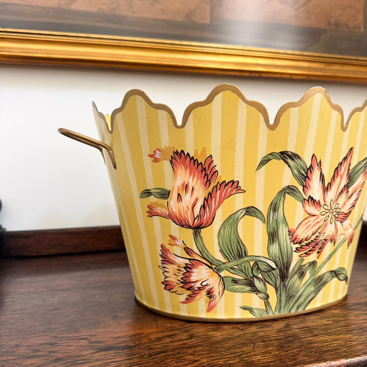 Scalloped Floral Tin Planter