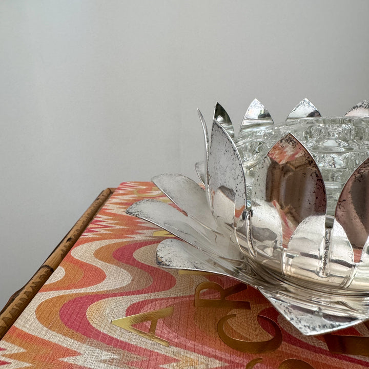 Vintage Italian Lotus Silver Plated Flower Frog