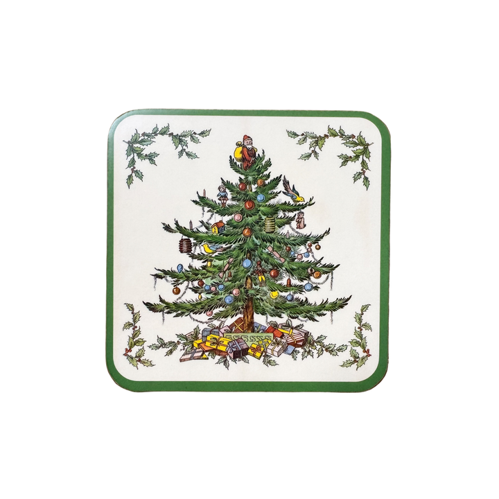Vintage Set of Six Spode Christmas Tree Coasters