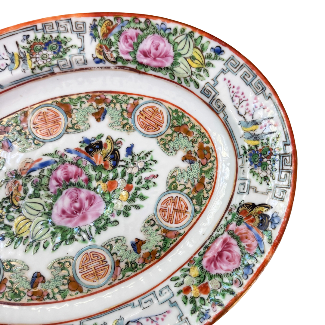 Antique Small Rose Canton Platter
