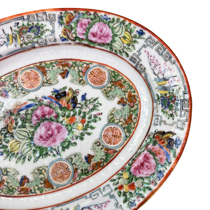 Antique Small Rose Canton Platter