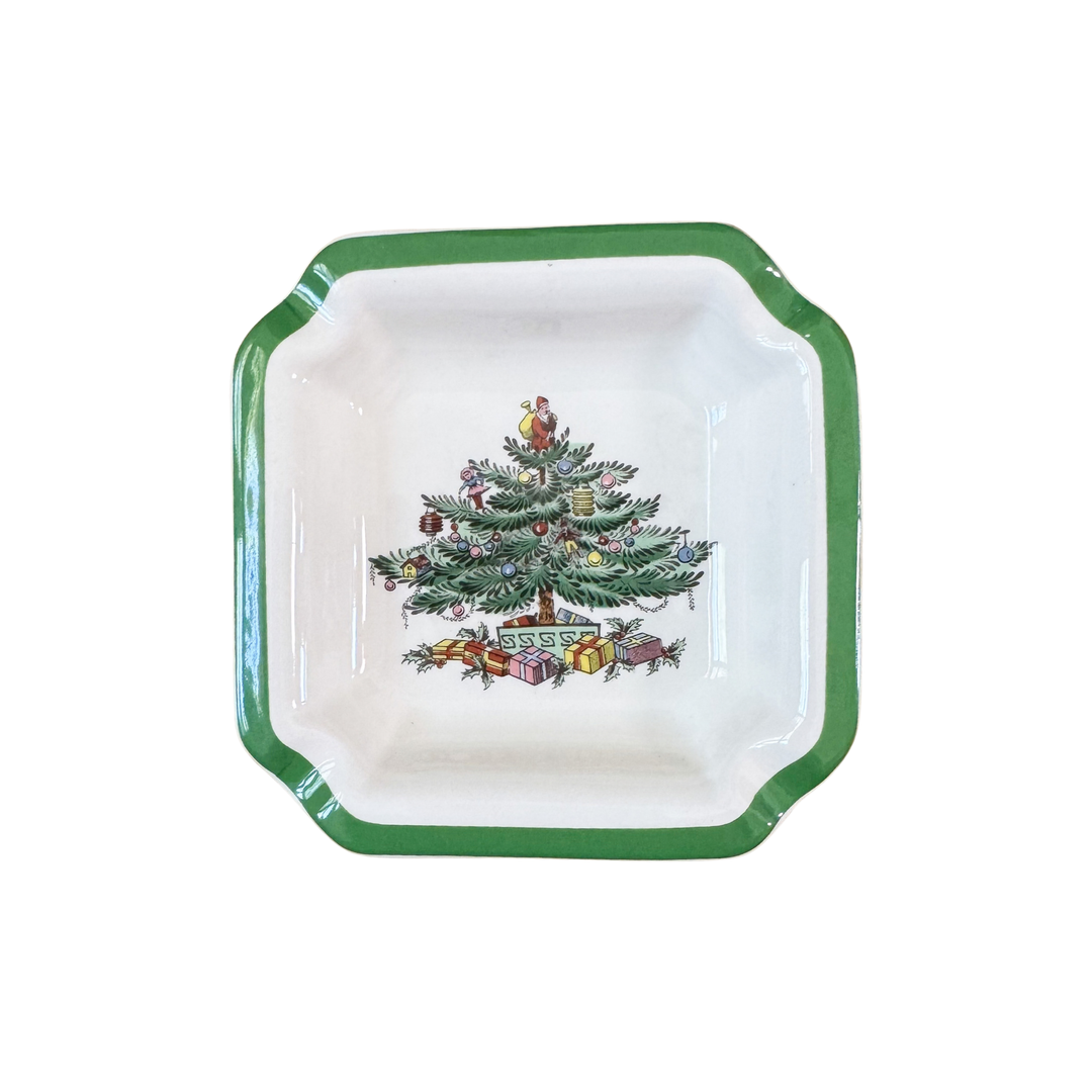 Pair of Vintage Spode Christmas Tree Trinket Dishes