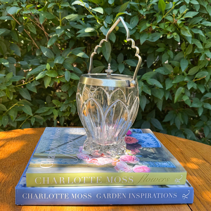 Antique English Glass Biscuit Barrel