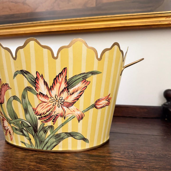 Scalloped Floral Tin Planter