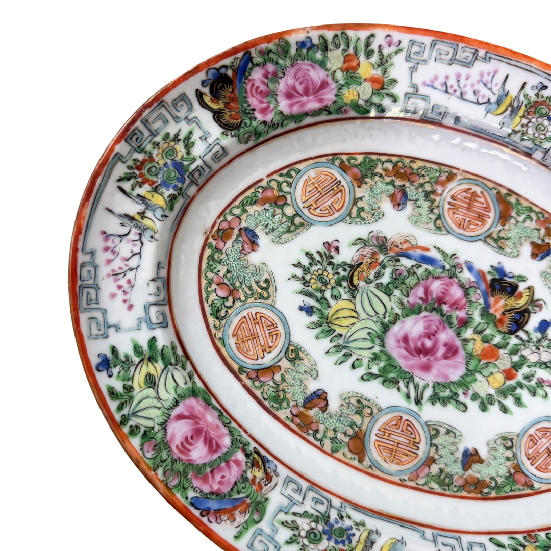 Antique Small Rose Canton Platter