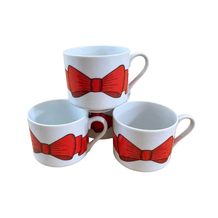 Vintage Fitz and Floyd Holly Wreath Bow Mugs