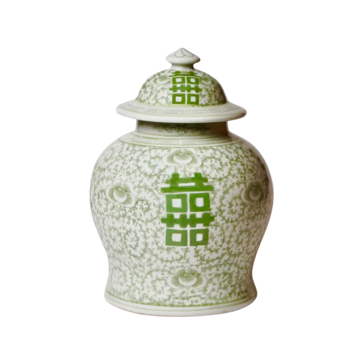 Green and White Double Happiness Jar