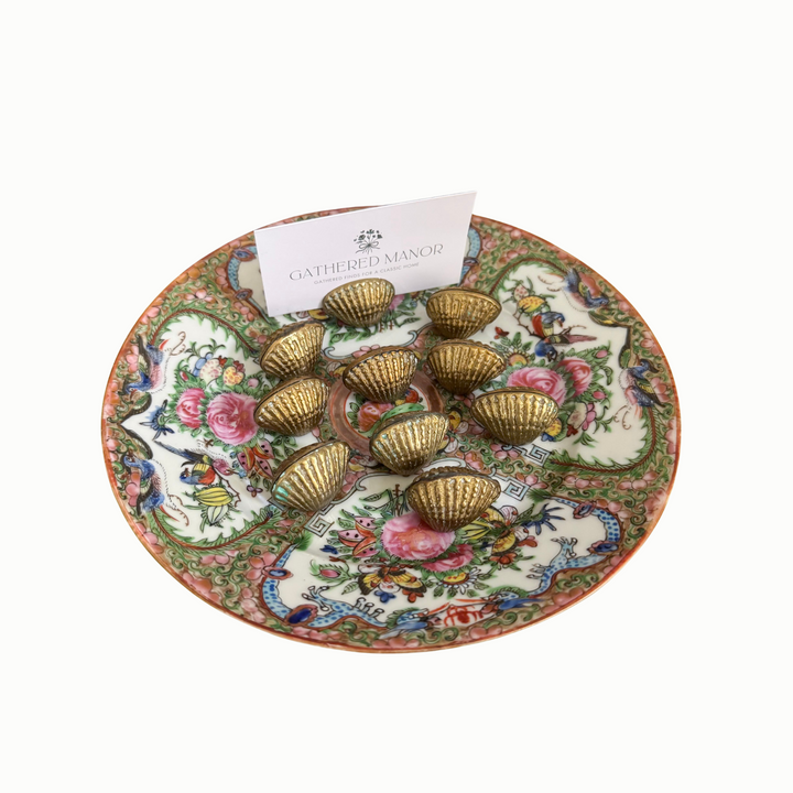 Set of Ten Vintage Brass Shell Place Card Holders