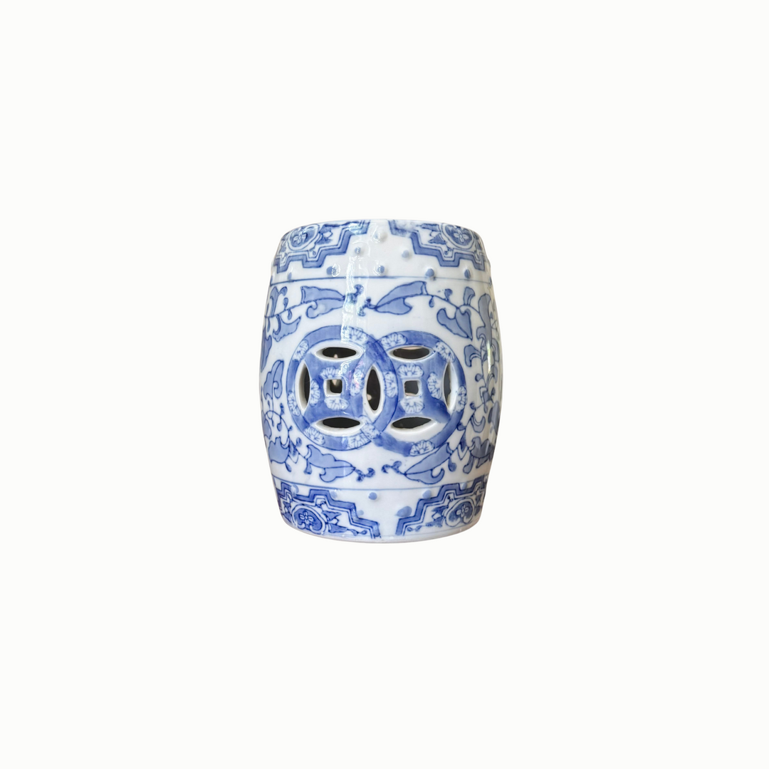 Vintage Mini Blue and White Garden Stool