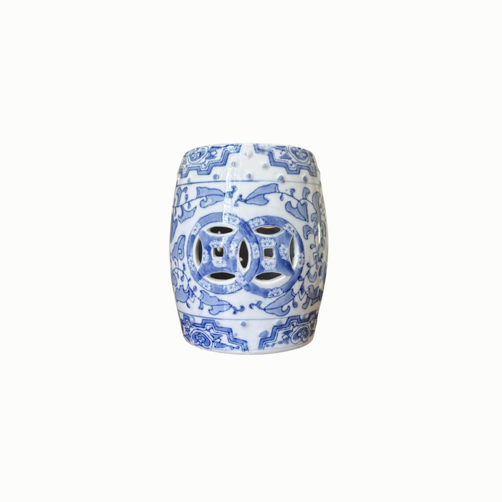 Vintage Mini Blue and White Garden Stool