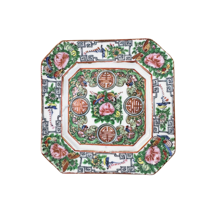 Antique Small Rose Canton Square Plates - Sold Individually