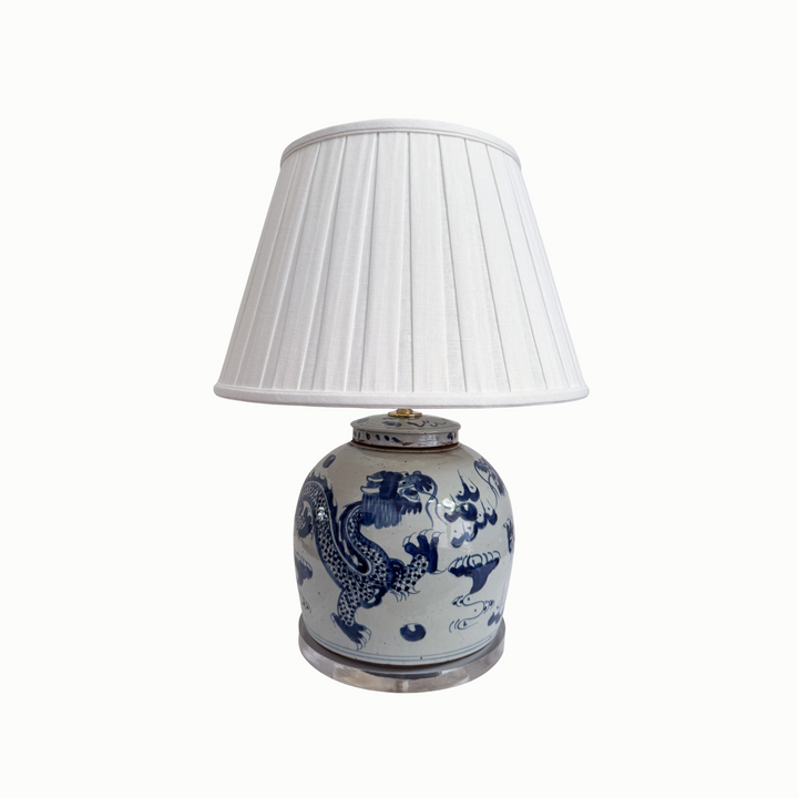 Blue and White Dragon Ginger Jar Lamp