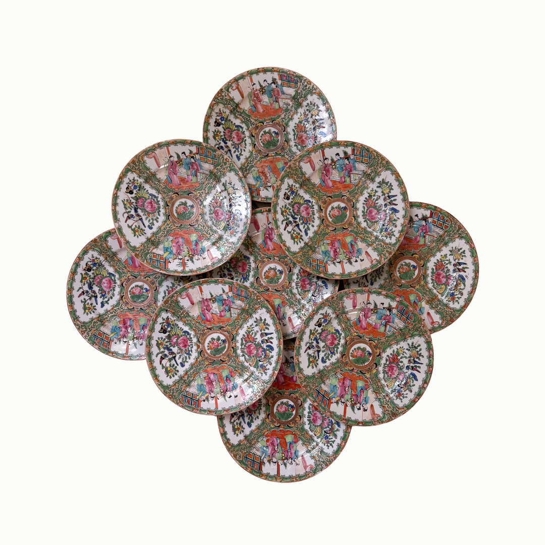 Antique 9.5" Rose Medallion Plates 