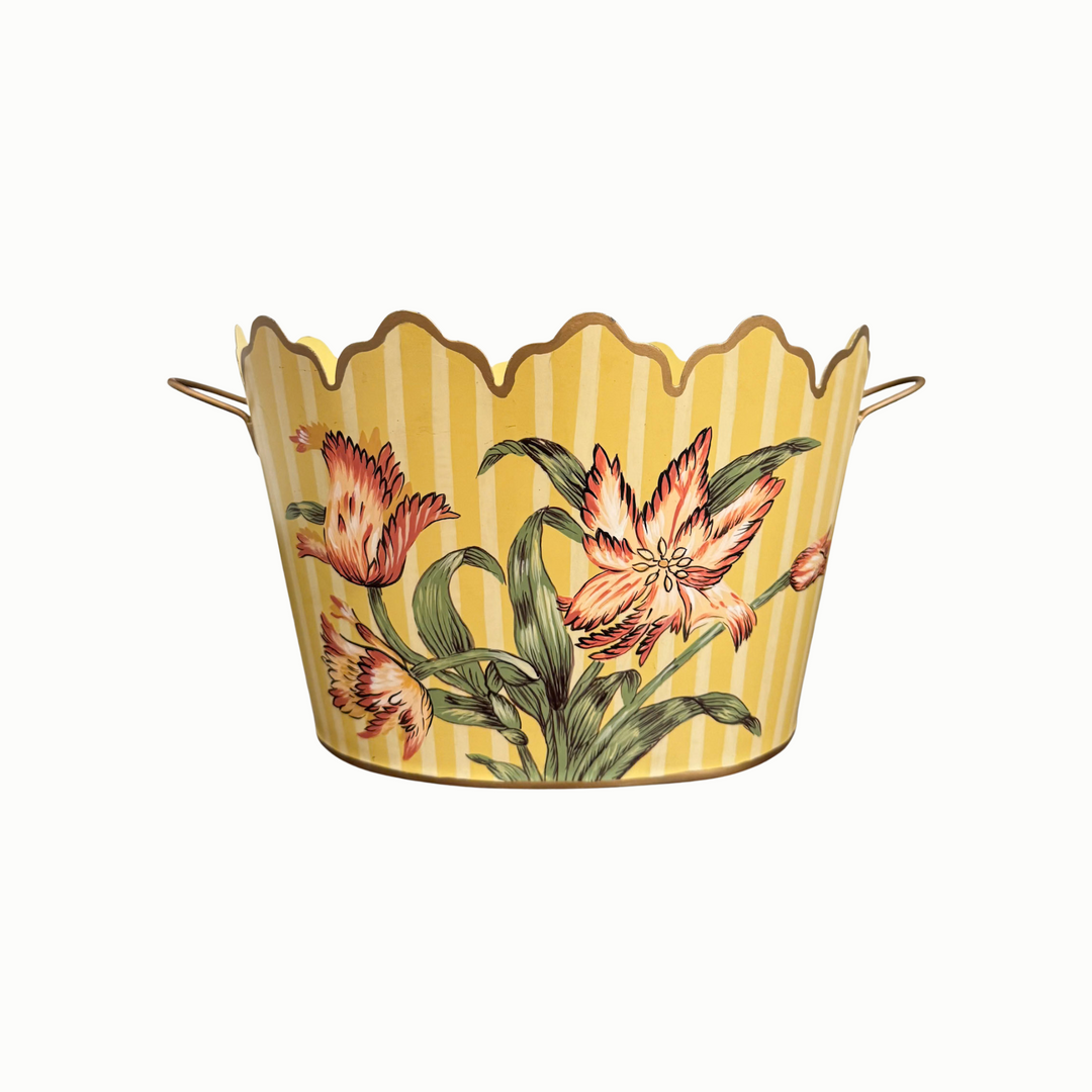 Scalloped Floral Tin Planter