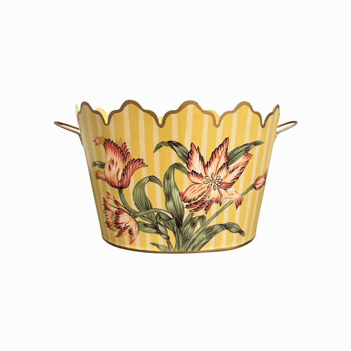 Scalloped Floral Tin Planter
