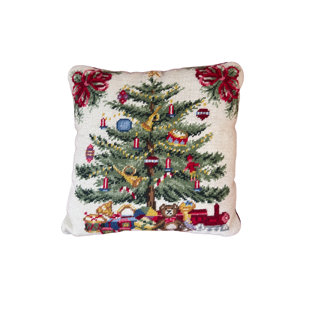 Vintage Christmas Tree Needlepoint Pillow