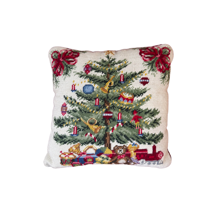 Vintage Christmas Tree Needlepoint Pillow