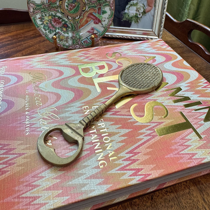 Vintage Brass Tennis Racket Bottle Opener