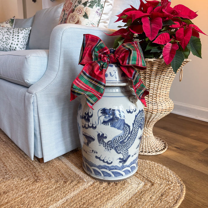 Blue and White Dragon Temple Jar