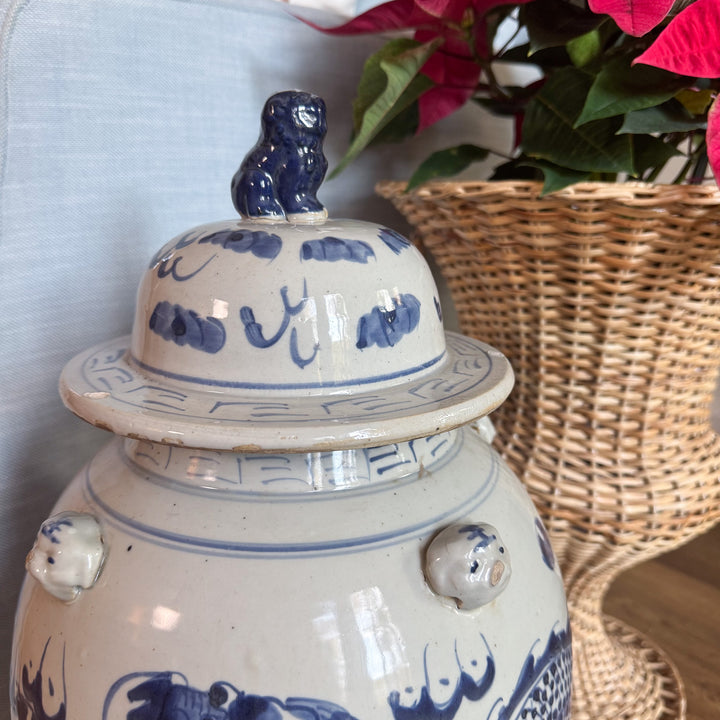 Blue and White Dragon Temple Jar
