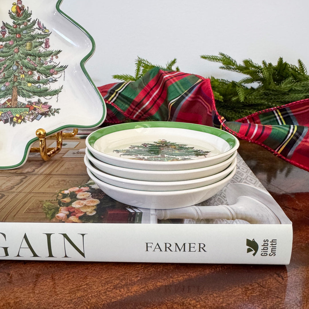 Vintage Set of Four Spode Christmas Tree Coasters
