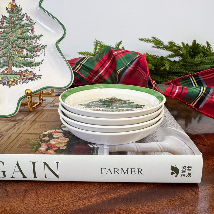 Vintage Set of Four Spode Christmas Tree Coasters