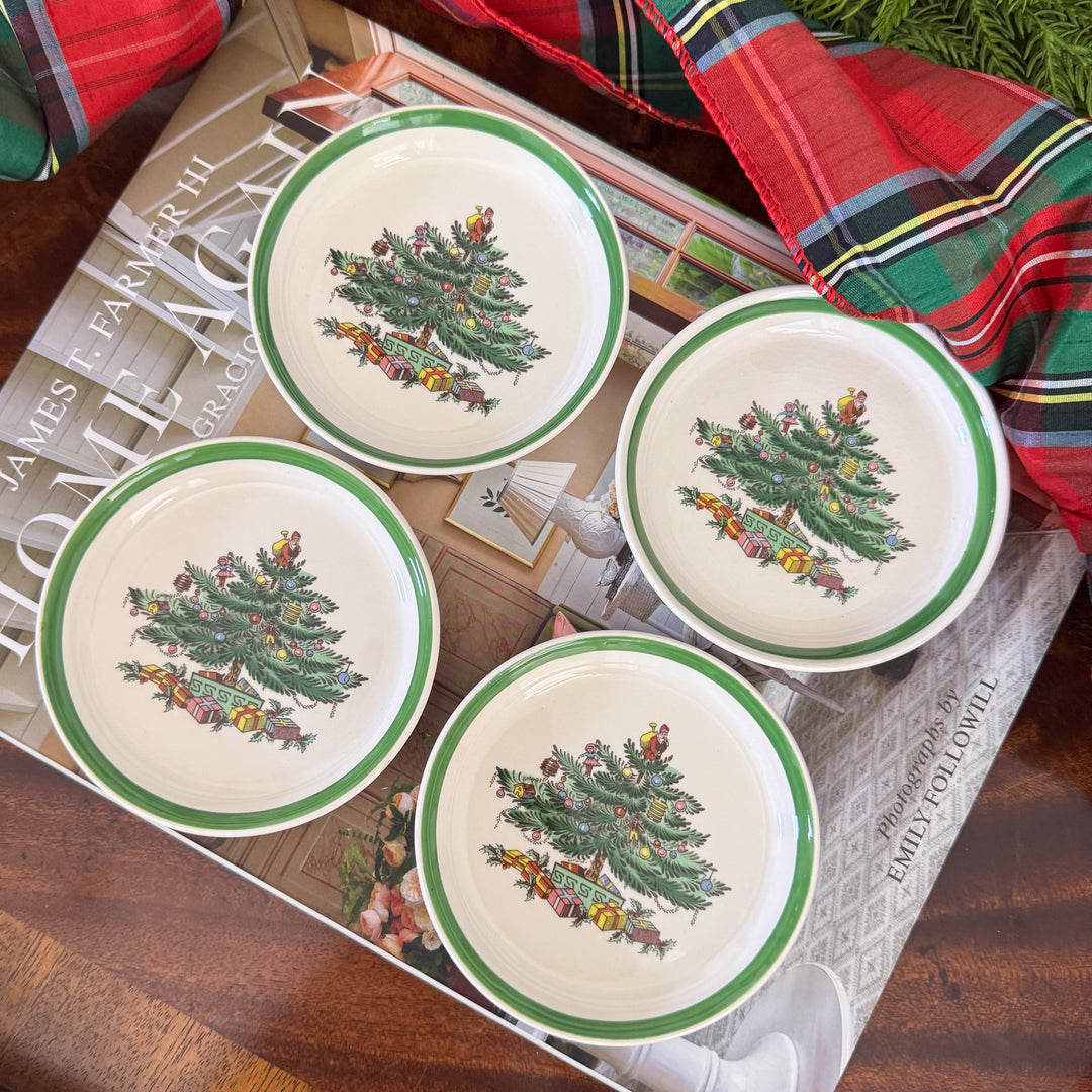 Vintage Set of Four Spode Christmas Tree Coasters