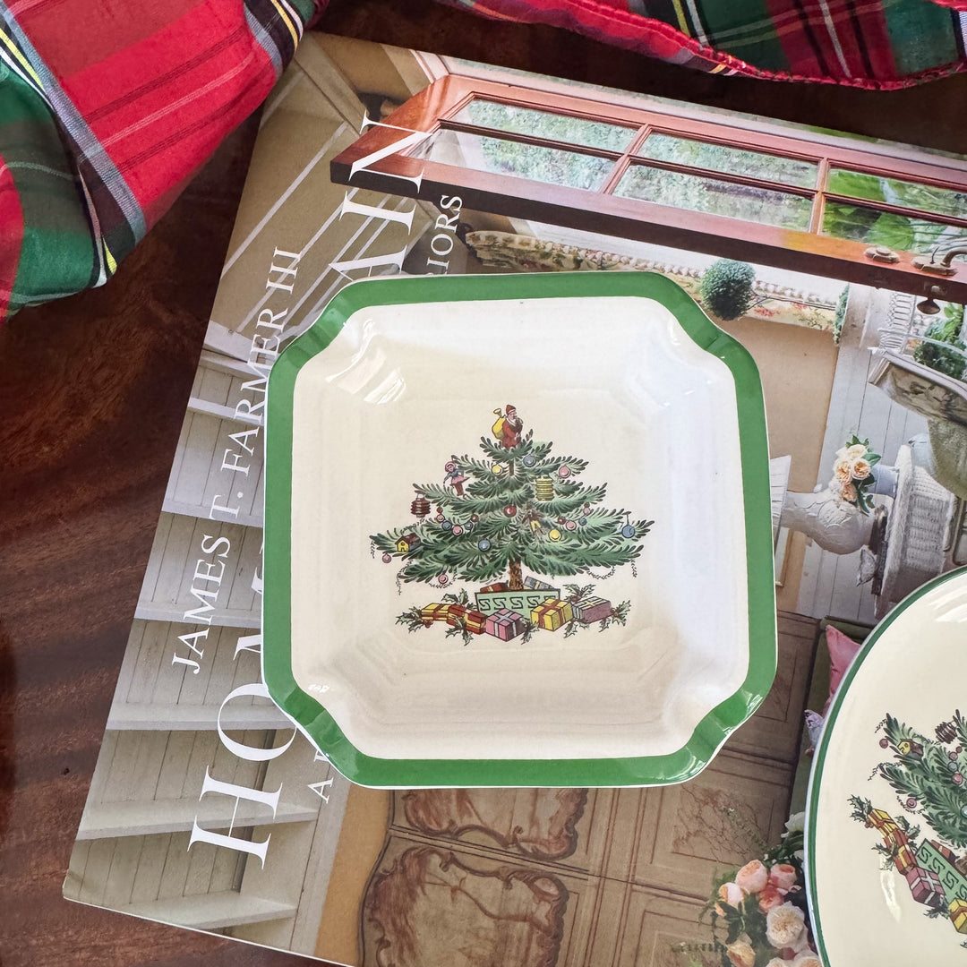 Pair of Vintage Spode Christmas Tree Trinket Dishes