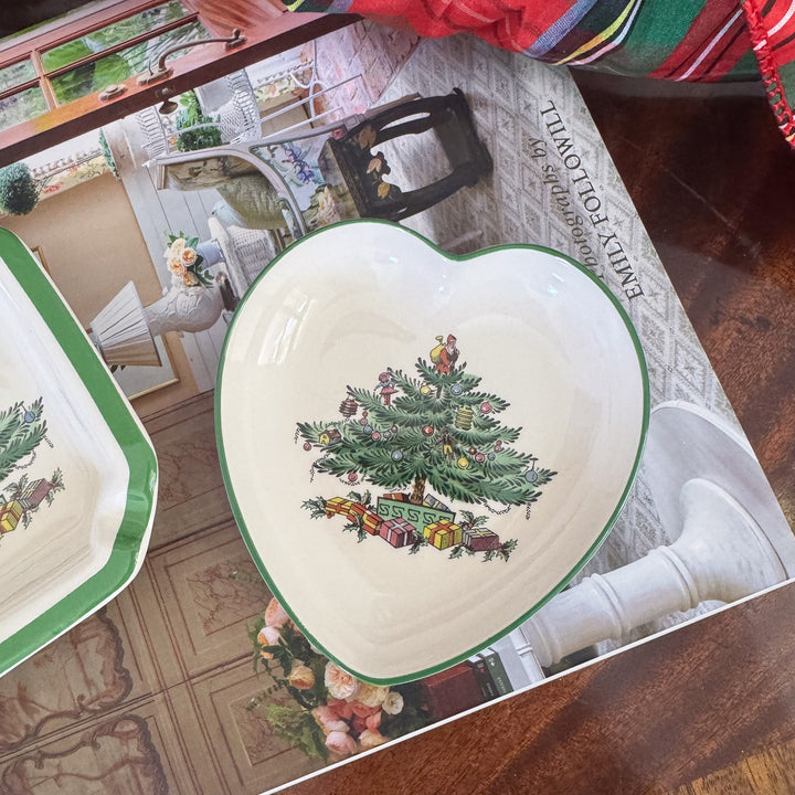 Pair of Vintage Spode Christmas Tree Trinket Dishes