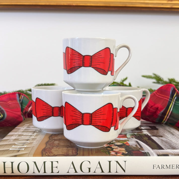 Vintage Fitz and Floyd Holly Wreath Bow Mugs