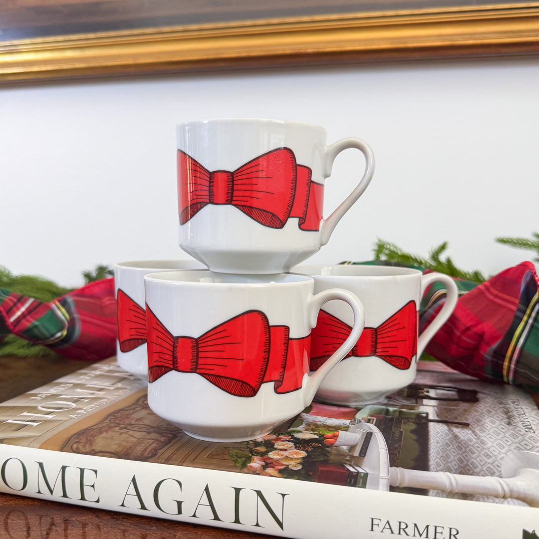 Vintage Fitz and Floyd Holly Wreath Bow Mugs