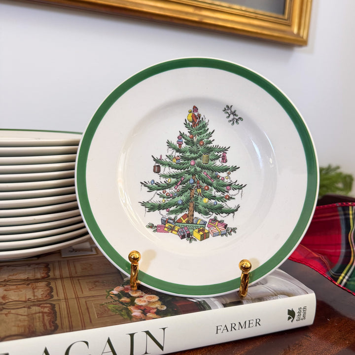 Vintage Spode Christmas Tree Bread and Butter Plates
