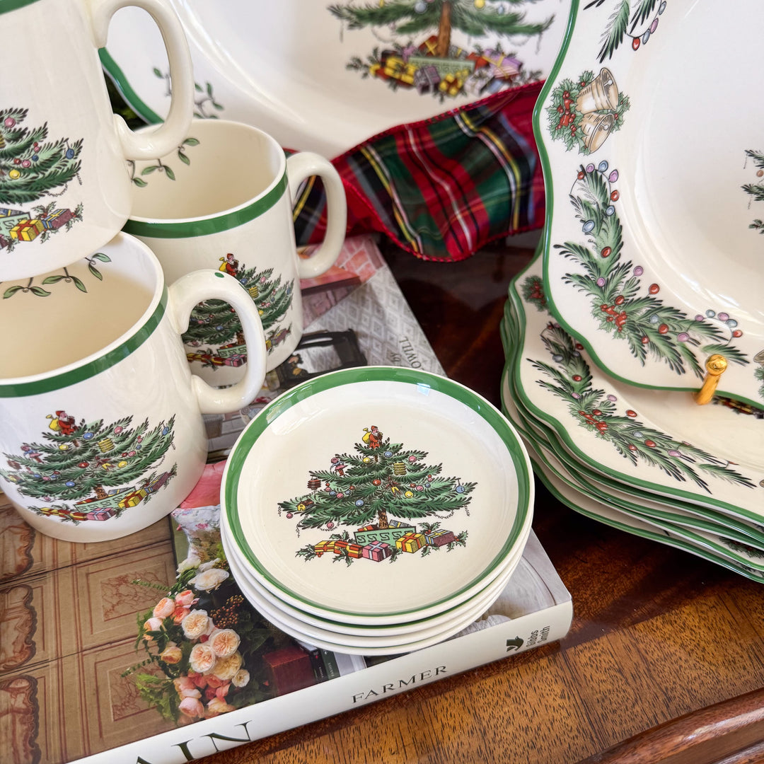 Vintage Set of Four Spode Christmas Tree Coasters