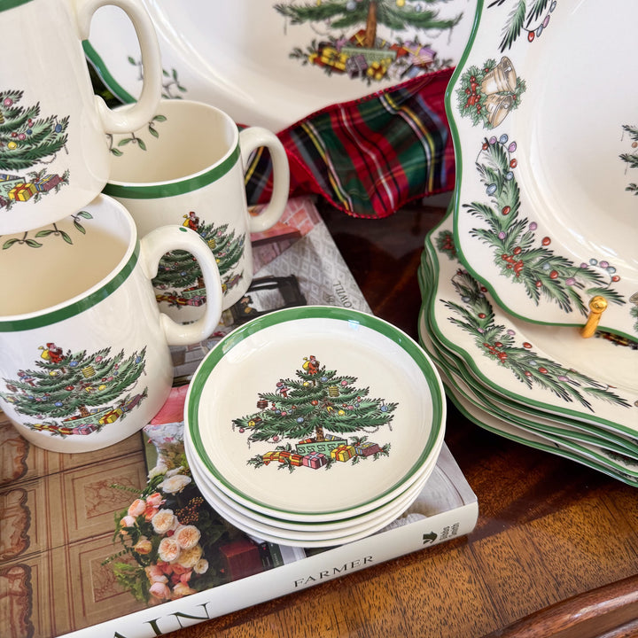 Vintage Set of Four Spode Christmas Tree Coasters