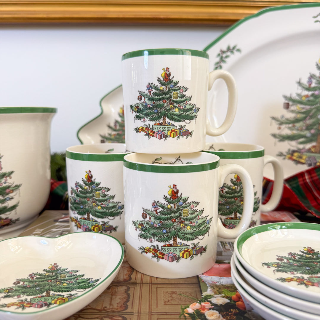 Vintage Set of Four Spode Christmas Tree Mugs