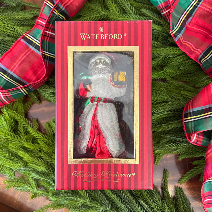 Vintage Waterford Poinsettia Santa Ornament