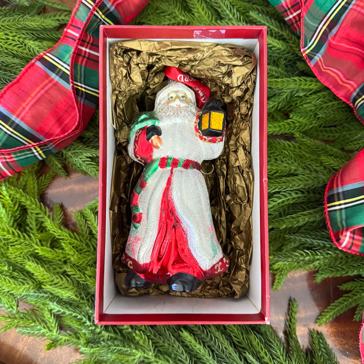 Vintage Waterford Poinsettia Santa Ornament