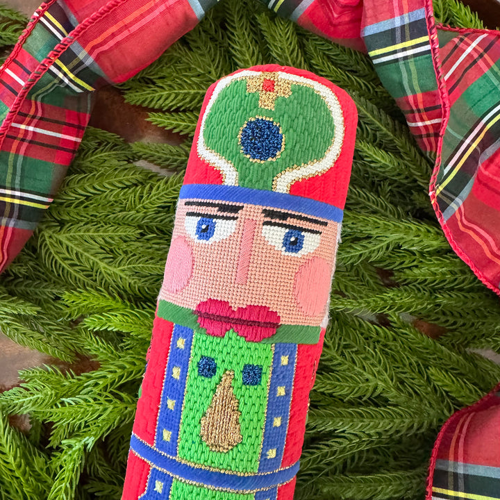 Vintage Round Needlepoint Nutcracker