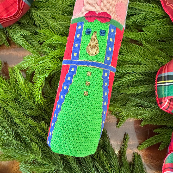 Vintage Round Needlepoint Nutcracker