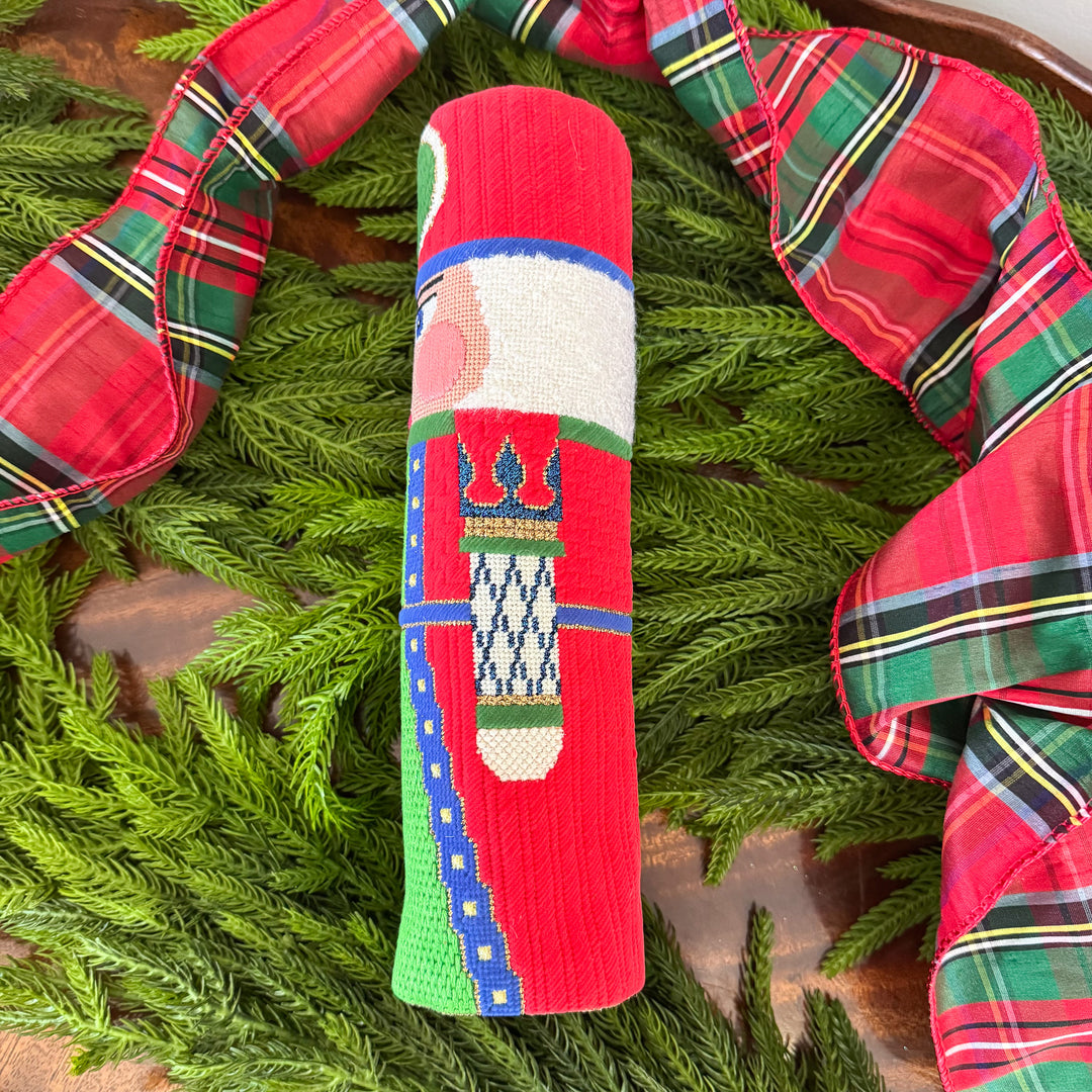 Vintage Round Needlepoint Nutcracker